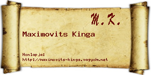 Maximovits Kinga névjegykártya